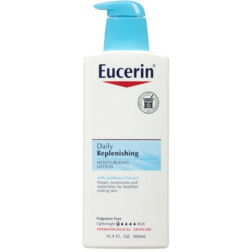 Eucerin Daily Replenishing Moisturizing Lotion Fragrance Free 16.9 oz (2 Pack) - Picture 2 of 3